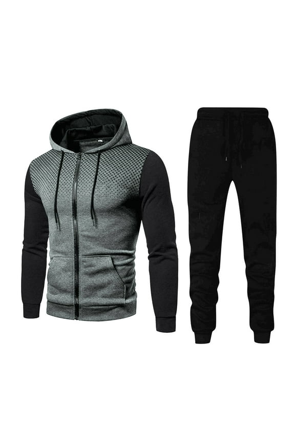 Men's Sweat Suits Two-piece Men's Winter Sports Casual Fitness Suit With Dots Hoodie Sweatshirt And Pants Two-piece Suit Sportswear Suit