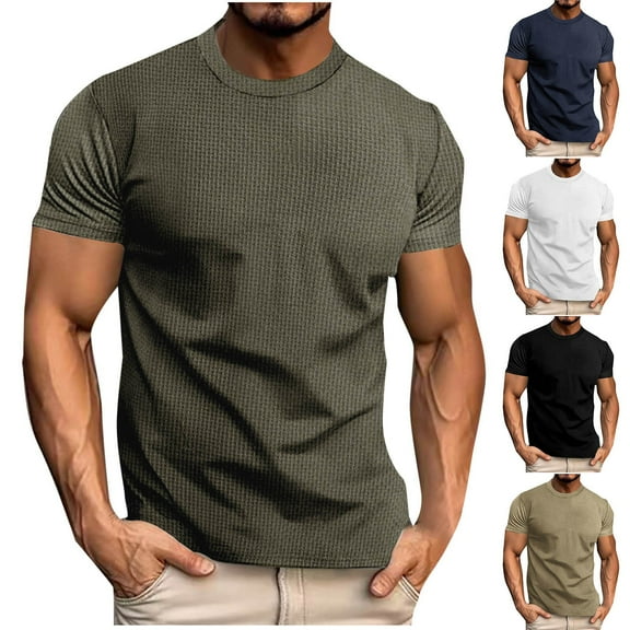 Xihbxyly Men's T-Shirts Stretch Classic Tshirts Crew Neck Short Sleeve Soft Fitted Tees Mens Dress Shirts Solid Loose Fit Oversized Tshirts for Men Stylish for Casual Wear