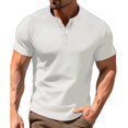 thumbnail image 1 of Xihbxyly Mens Button Tops Casual Loose Fit Crew Neck Short Sleeve Classic Tshirts Mens Dress Shirts Solid Loose Fit Casual Tops Casual for Beach, 1 of 3