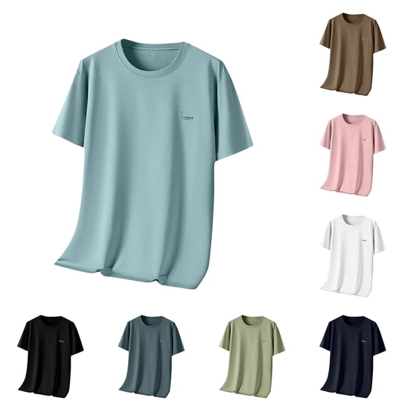 Xihbxyly Mens Casual Tops Quick Dry Gym Tshirts Crew Neck Short Sleeve Tee Tops Mens Casual Shirts Solid Slim Fit Mens Casual Shirts Active for Traveling