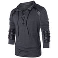 thumbnail image 1 of Xihbxyly Mens Hooded Sweatshirt Long Drawstring Hooded Long Sleeved Top Stitched T-shirt Court Style Sweater Mens Hooded Sweatshirt Tops Blouse, 1 of 4