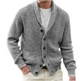 thumbnail image 1 of Xihbxyly Mens Shawl Collar Cardigan Sweater Cable Knit Button Chunky Long Sleeve Winter Fisherman Casual Cardigans with Pockets Big and Tall Sweaters, 1 of 5