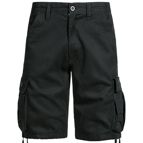 Xihbxyly Mens Shorts Cargo Shorts for Men, Cargo Shorts for Men Stretch Waist Cotton Hiking Short Casual Solid Zipper Button Pockets Cropped Cargo Shorts
