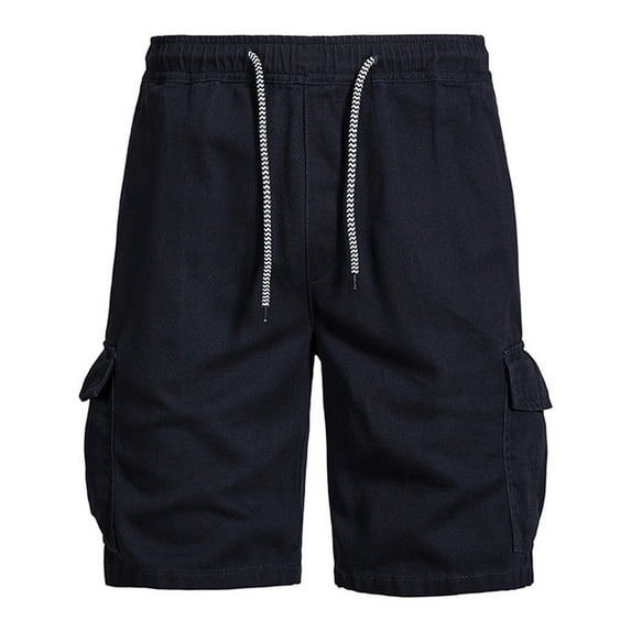 Xihbxyly Mens Shorts Cargo Shorts for Men, Cargo Shorts for Men Stretch Waist Cotton Hiking Short Casual Solid Zipper Button Pockets Cropped Cargo Shorts