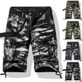 thumbnail image 1 of Xihbxyly Mens Shorts Cargo Shorts for Men, Cargo Shorts for Men Stretch Waist Cotton Hiking Short Casual Solid Zipper Button Pockets Cropped Cargo Shorts, 1 of 3