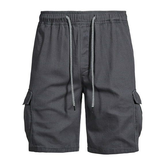 Xihbxyly Mens Shorts Cargo Shorts for Men, Cargo Shorts for Men Stretch Waist Cotton Hiking Short Casual Solid Zipper Button Pockets Cropped Cargo Shorts