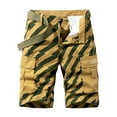 thumbnail image 1 of Xihbxyly Mens Shorts Cargo Shorts for Men, Cargo Shorts for Men Stretch Waist Cotton Hiking Short Casual Solid Zipper Button Pockets Cropped Cargo Shorts Prime Deals Of The Day, 1 of 7