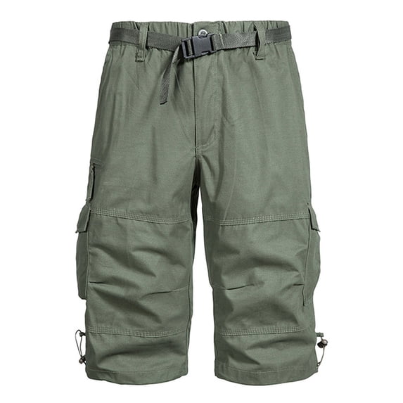 Xihbxyly Mens Shorts Cargo Shorts for Men, Cargo Shorts for Men Stretch Waist Cotton Hiking Short Casual Solid Zipper Button Pockets Cropped Cargo Shorts Onlinesshopping