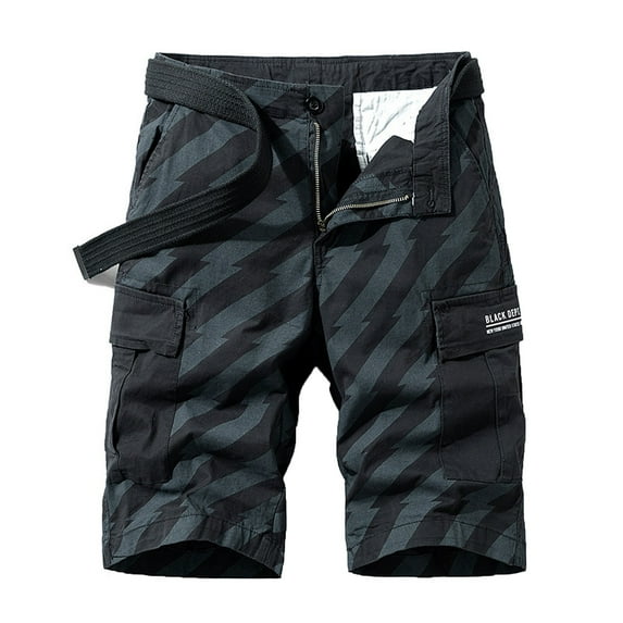 Xihbxyly Mens Shorts Cargo Shorts for Men, Cargo Shorts for Men Stretch Waist Cotton Hiking Short Casual Solid Zipper Button Pockets Cropped Cargo Shorts