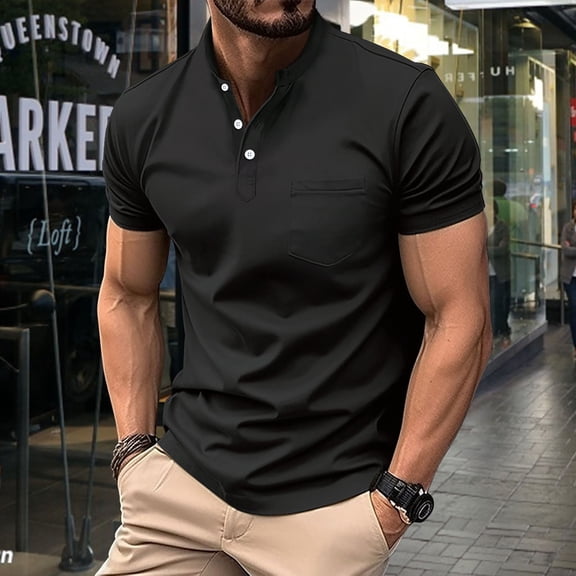 Xihbxyly Oversized Tshirts for Men Big & Tall Crew Neck Short Sleeve Soft Fitted Tees Button Oversized Tshirts for Men Solid Regular Fit Tops Casual Stylish Casual for Beach