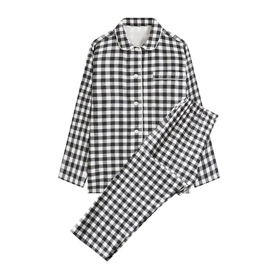 Xihbxyly Pajamas for Women Plus Size, Women's Casual Homewear Long-Sleeve Tops Trousers Turndown Collar Night Pajamas Suits