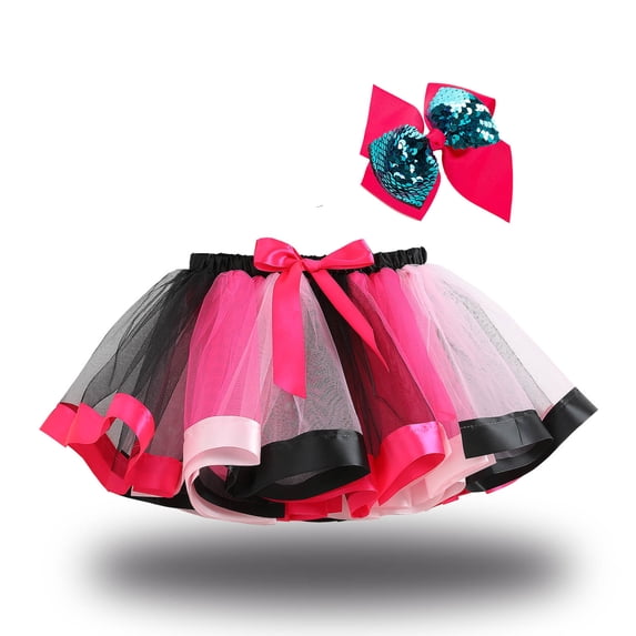 Xihbxyly Pleated Uniform Skirt Toddler Baby Girls Cute Net Yarn Princess Skirt Multi-color Skirt Bow Hairpin Suit