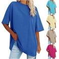 thumbnail image 1 of Xihbxyly Plus Size Blouses for Women, Women's Oversized T Shirts Round Neck Leisure Short Sleeve Solid Color Tops Summer Casual Loose Blouse T-Shirts Casual Tunic Top, 1 of 6