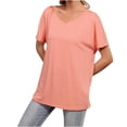 thumbnail image 1 of Xihbxyly Plus Size Blouses for Women, Womens Oversized Cold Shoulder Blouse Short Sleeve V Neck Tops Casual Summer Shirt Tops Soft Loose Tops, 1 of 7