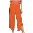 thumbnail image 1 of Xihbxyly Plus Size Linen Pants for Women Clearance Summer Cotton Pants Women 2024 Soft Casual Solid Color Drawstring Tie Elastic Waist Cargo Pants with Pockets Loose Fit Orange XL #4, 1 of 6