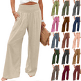 thumbnail image 1 of Xihbxyly Plus Size Linen Pants for Women Summer Cotton Pants Women 2025 Soft Casual Solid Color Drawstring Tie Elastic Waist Cargo Pants with Pockets Loose Fit Khaki M #2, 1 of 7