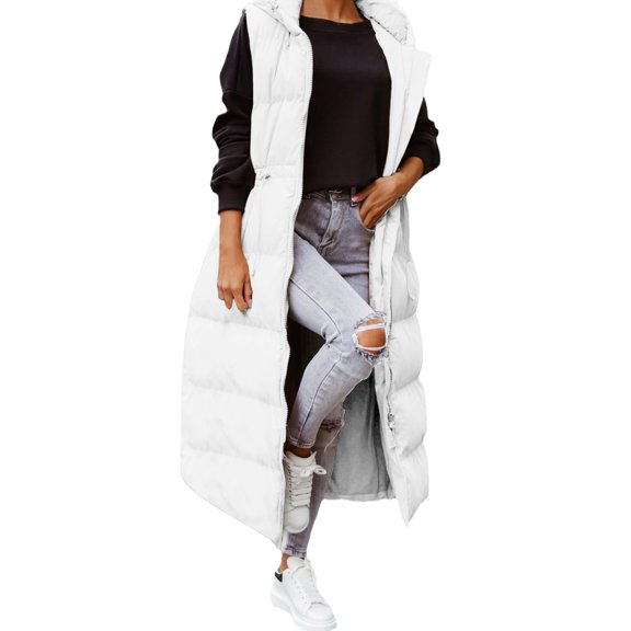 Xihbxyly Plus Size Puffer Jacket Women Women's Outerwear Down Cotton Mid-length Padded Long Sleeve Hooded Stand Cotton-padded Collar Coats Plush Coat Top Plus Size Casual Pockets