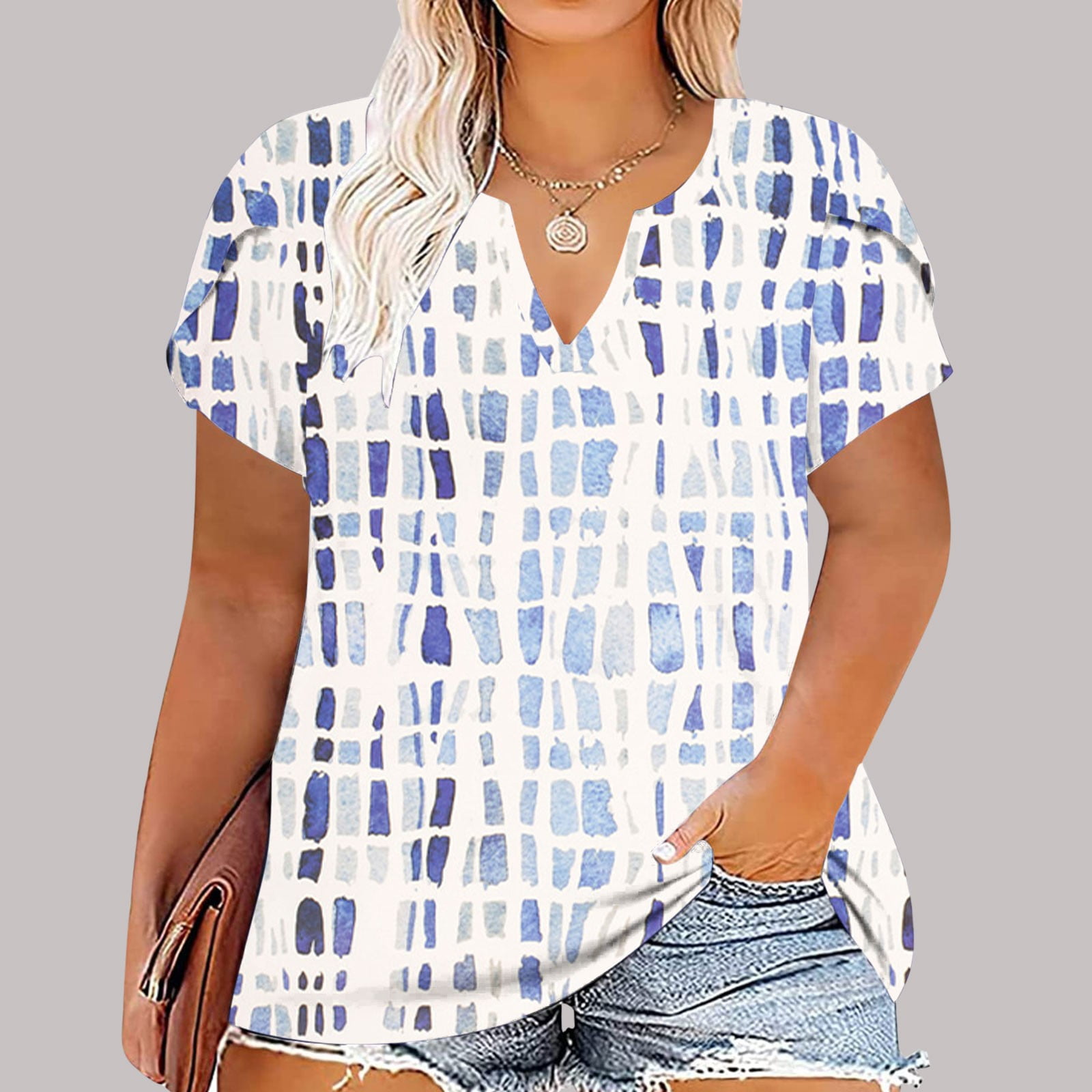Xihbxyly Plus Size Tops for Women, V Neck T Shirts for Women Short ...