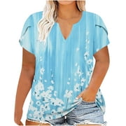 Xihbxyly Plus Size Tops for Women, V Neck T Shirts for Women Short-Sleeve V-Neck T-Shirt Sexy Wrap Shirt Short Sleeve Tunic Top Shirts Womens Summer Tops Loose Tops Blous Clearance Items Deals #5