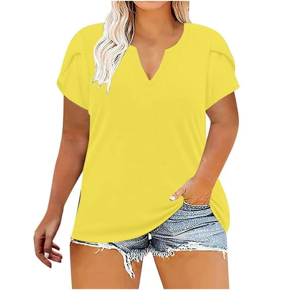 Xihbxyly Plus Size Tops for Women, V Neck T Shirts for Women Short-Sleeve V-Neck T-Shirt Sexy Wrap Shirt Short Sleeve Tunic Top Shirts Womens Summer Tops Loose Tops Blouse Amazon Shopping Online #5