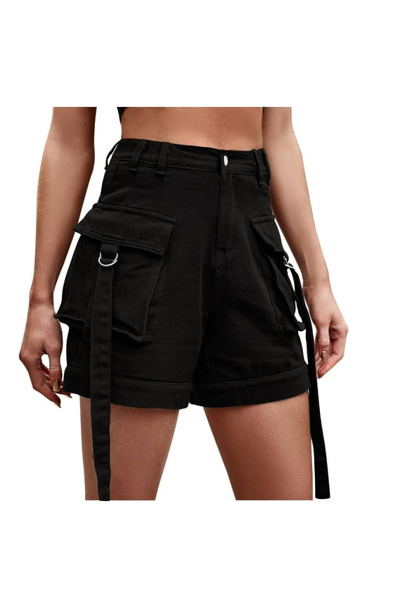 Shorts for Women, Jean Shorts Womens Cargo Shorts High Waisted Shorts Women Three-dimensional Pocket Elastic Waist Denim Overalls Summer Shorts Workout Shorts Pants #3