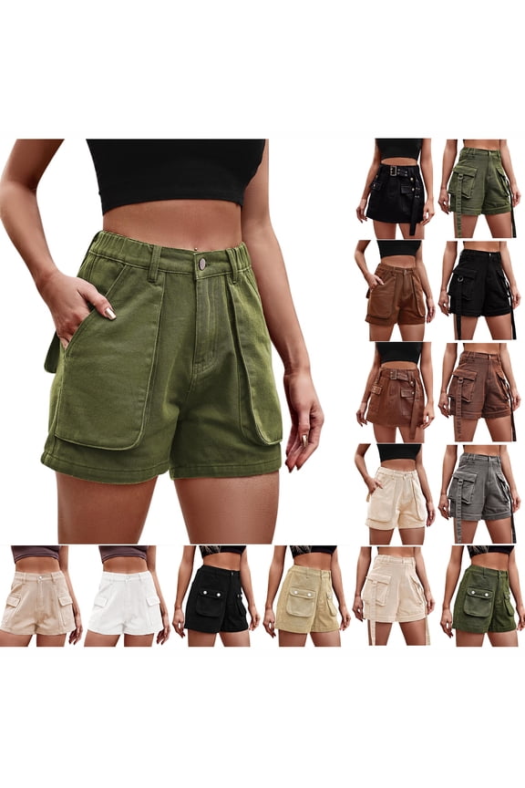Shorts for Women, Jean Shorts Womens Cargo Shorts High Waisted Shorts Women Three-dimensional Pocket Elastic Waist Denim Overalls Summer Shorts Workout Shorts Pants Wish List #5