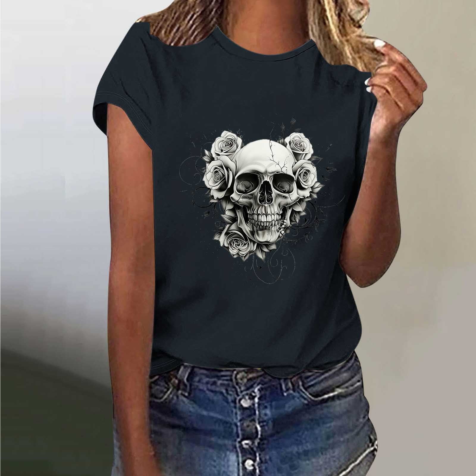 Xihbxyly Short Sleeve Shirts for Women Crew Neck Floral Print Soft and ...