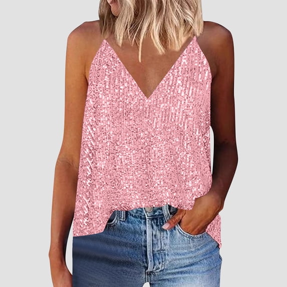 Xihbxyly Sleeveless Tops for Women Casual Summer Summer Solid Color V-Neck Tank Tops Lightweight Loose Fit Sleeveless Standard Straps Shirts Basic Clothing