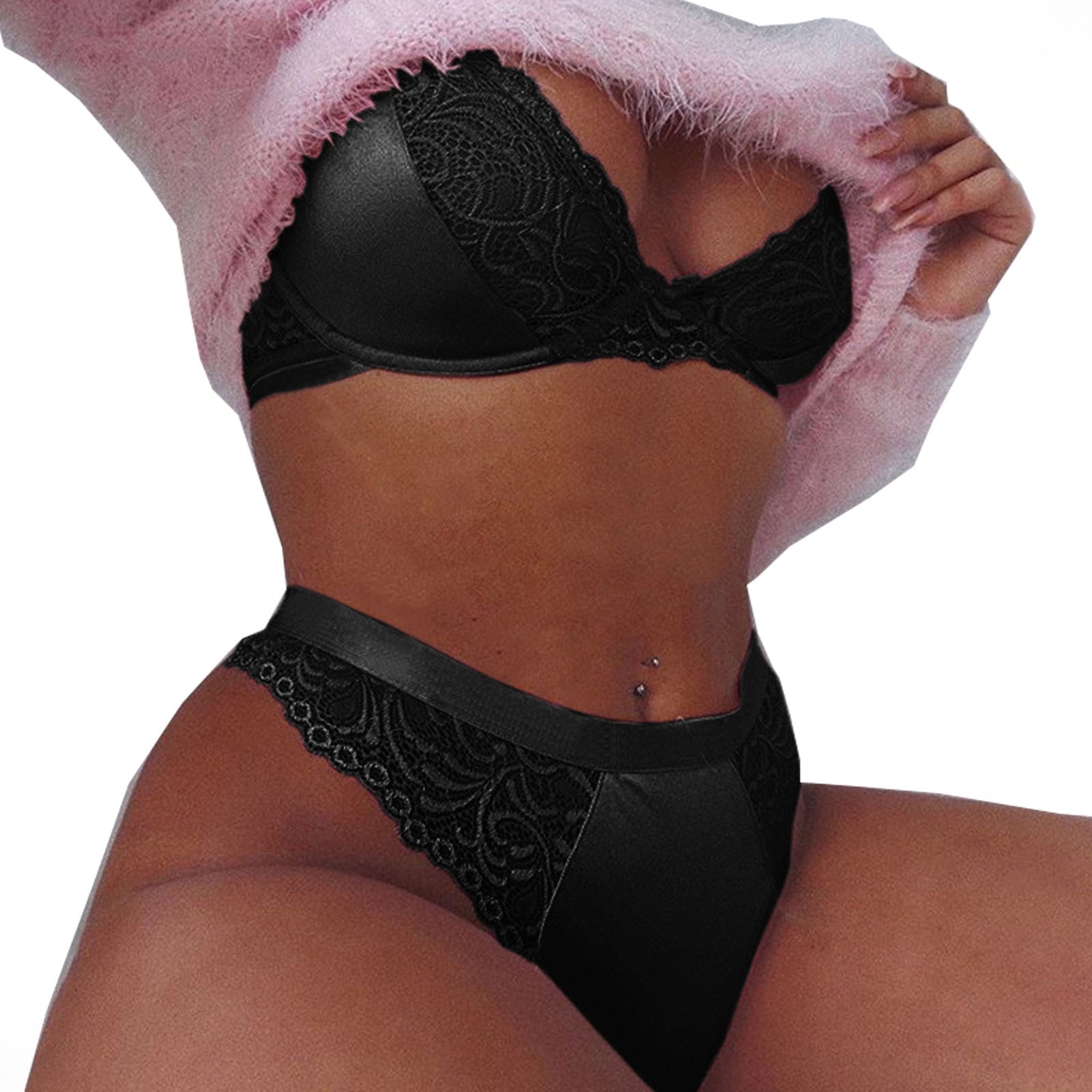 Ladies Comfortable Ultra Thin Hollow Lingerie Big Tits Show Small Lace  Women Sexy Panties Push Up Bra Sets (black, 70A) at  Women's Clothing  store