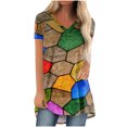 thumbnail image 1 of Xihbxyly Summer Clearance Tops ! Shirts for Women, Women's Gradient Printed Blouse V-Neck Short Sleeve Loose T-Shirt Tops Oversized T-Shirt Casual Tops Loose Fit Green M # Pallet Sales, 1 of 5