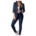 thumbnail image 1 of Xihbxyly Blazer Set Xihbxyly Women's Two Pieces Office Lady Blazer Business Suit Set Women Suits for Work Open Front Jacket and Pants Navy XXL, 1 of 6
