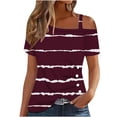 thumbnail image 1 of Xihbxyly Tops ! Tops for Women 2025, Women's Cold Shoulder Tops Short Sleeve Button-Up Top Blouse Casual Tunic Blouse T-Shirts, 1 of 5
