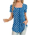 thumbnail image 1 of Xihbxyly Tops for Women, July of 4th Shirt for Women Summer V Neck Short Sleeve American Flag Clothes Patriotic Outfit Top Pleated Mesh Blouses Loose Fitting Tops for Women, 1 of 6