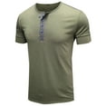 thumbnail image 1 of Xihbxyly Tshirts Shirts for Men Big & Tall Crew Neck Short Sleeve Buttons Athletic Active Tops Mens Dress Shirts Solid Slim Fit Oversized Tshirts for Men Comfy for Men, 1 of 3