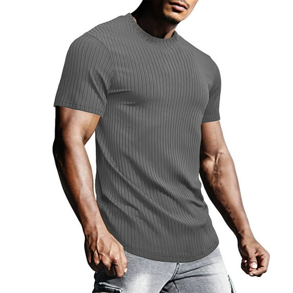 Xihbxyly Tshirts Shirts for Men Regular-Fit Crew Neck Short Sleeve Soft Fitted Tees Mens Dress Shirts Solid Regular Fit Mens Casual Shirts Simple for Traveling
