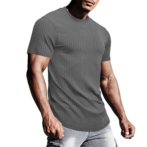 Xihbxyly Tshirts Shirts for Men Regular-Fit Crew Neck Short Sleeve Soft Fitted Tees Mens Dress Shirts Solid Regular Fit Mens Casual Shirts Simple for Traveling