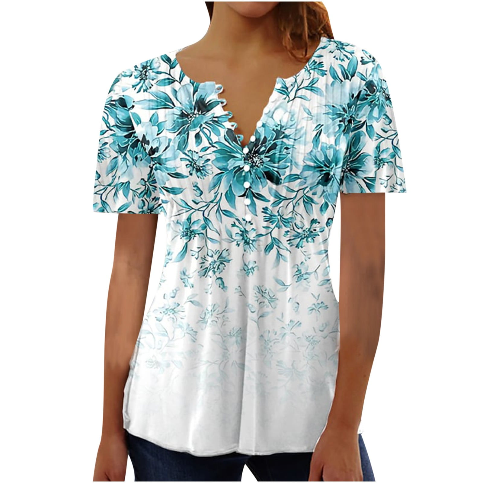 Floral Printed Tunic Tops Zipper Short Sleeve Hollow Out Loose Fitted Flowy  Blouses Shirts for Women Summer Pullover Tees, Coffee, XX-Large :  : Clothing, Shoes & Accessories