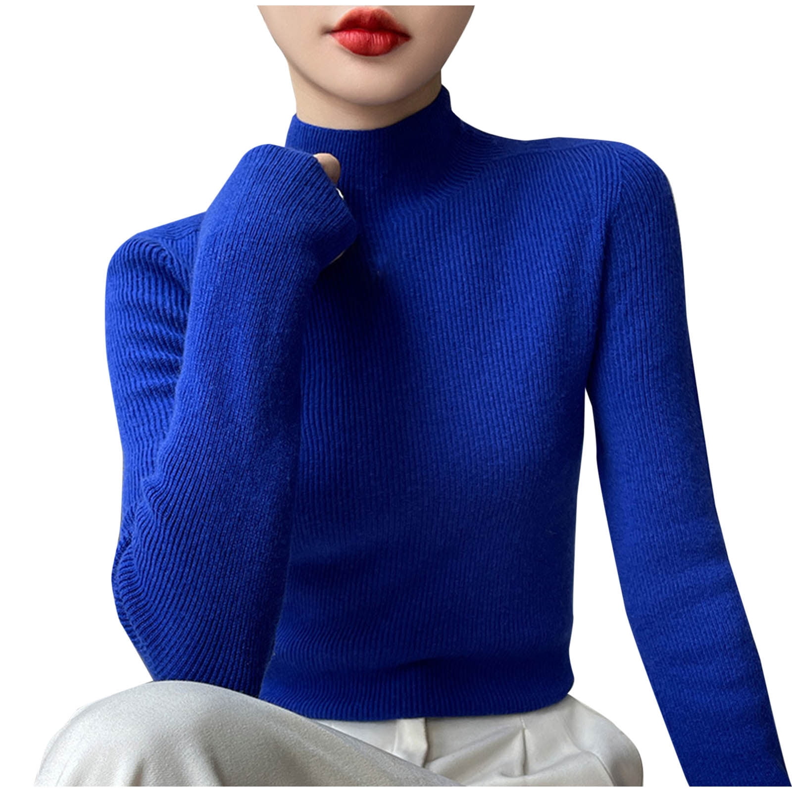 Solid Knit Turtleneck Top