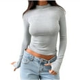 thumbnail image 1 of Xihbxyly Turtleneck for Women, Womens Long Sleeve Knit Tops Fashion Solid Color Turtleneck Tshirt Slim Fit Stretchy Layer Tee Shirts High Neck Knitted Sweater, 1 of 6