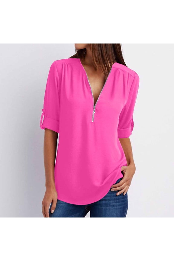 V Neck Blouses for Women Long Sleeve Fall Blouses Plus Size Swim Top Casual Tee Tops