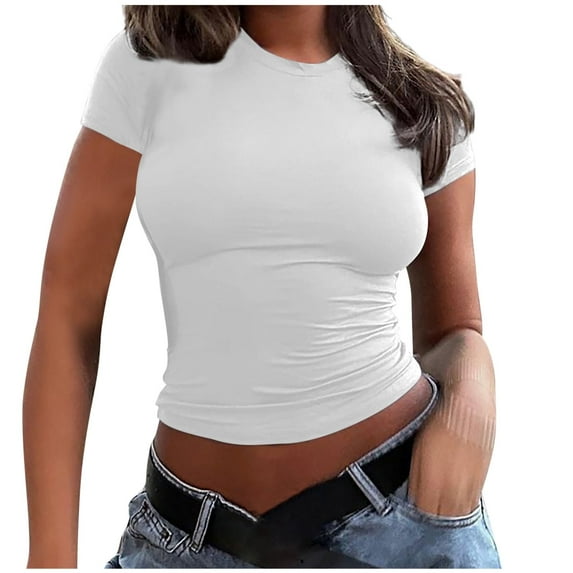 Xihbxyly Women Tops Summer Womens Fashion Short Sleeve Crewneck Spring Summer Casual Loose T Shirts Tops Trendy Lightweight Soft Plus Size Tops