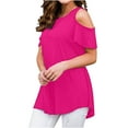thumbnail image 1 of Xihbxyly Women's Blouses, Women's Fashion Cold Shoulder Crewneck Short Sleeve Shirt Casual Loose Shirt Tops Summer Solid Color Comfortable Female Blouses Tops, 1 of 6