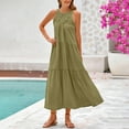 thumbnail image 1 of Xihbxyly Women's Casual Dresses Oversized Solid Color Off the Shoulder Maxi Dress Leisure Slim Fit Sleeveless Dresses, 1 of 7