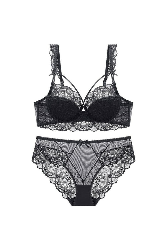 Women's Lingerie Women's Lingerie Women's French Sexy Gathering Large Size Bra Set Ultra-thin Big Breasts Shows Small Collection Sexy Woman Lingerie Lace Mesh Lingerie Sexy Sets