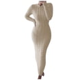 thumbnail image 1 of Xihbxyly Women's Plus Size Dresses, Fashion Womens O-neck Solid Color Hemp Flowers Knitting Long Sleeves Dress, Women's Casual Autumn And Winter, 1 of 4