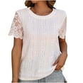 thumbnail image 1 of Xihbxyly Women's Top Summer Casual Short Sleeve Loose Tee Tops Crew Neck T-Shirt Fashion Tunic Tops Casual Solid Color Blouse, 1 of 7