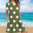 thumbnail image 1 of Xihbxyly Womens Dresses Oversized Polka Dots Off the Shoulder Mid-Length Dress Leisure Slim Fit Short Sleeve Ruffle Flowy Holiday Party Dresses, 1 of 6