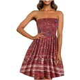 thumbnail image 1 of Xihbxyly Womens Formal Dress, Women Sexy Tube Strapless Strapless Printing Sleeveless A-Line Skirt Dress Dress Off Shoulder Long Dress Maxi Summer Dress Cheap Dresses Red M, 1 of 7