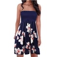 thumbnail image 1 of Xihbxyly Womens Formal Dress, Women Sexy Tube Strapless Strapless Printing Sleeveless A-Line Skirt Dress Dress Off Shoulder Long Dress Maxi Summer Dress Cheap Dresses Navy L, 1 of 7