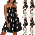 thumbnail image 1 of Xihbxyly Womens Formal Dress, Women Sexy Tube Strapless Strapless Printing Sleeveless A-Line Skirt Dress Dress Off Shoulder Long Dress Maxi Summer Dress Cheap Dresses Black L, 1 of 5
